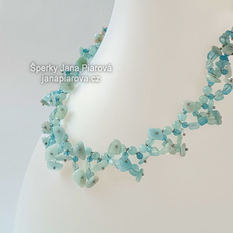 Náhrdelník / AKVAMARÍN / Model "větvičky"
